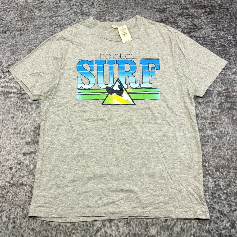 NWT Hollister Surf T Shirt Mens XL Gray Beach Summer Preppy Boho Vintage Y2K